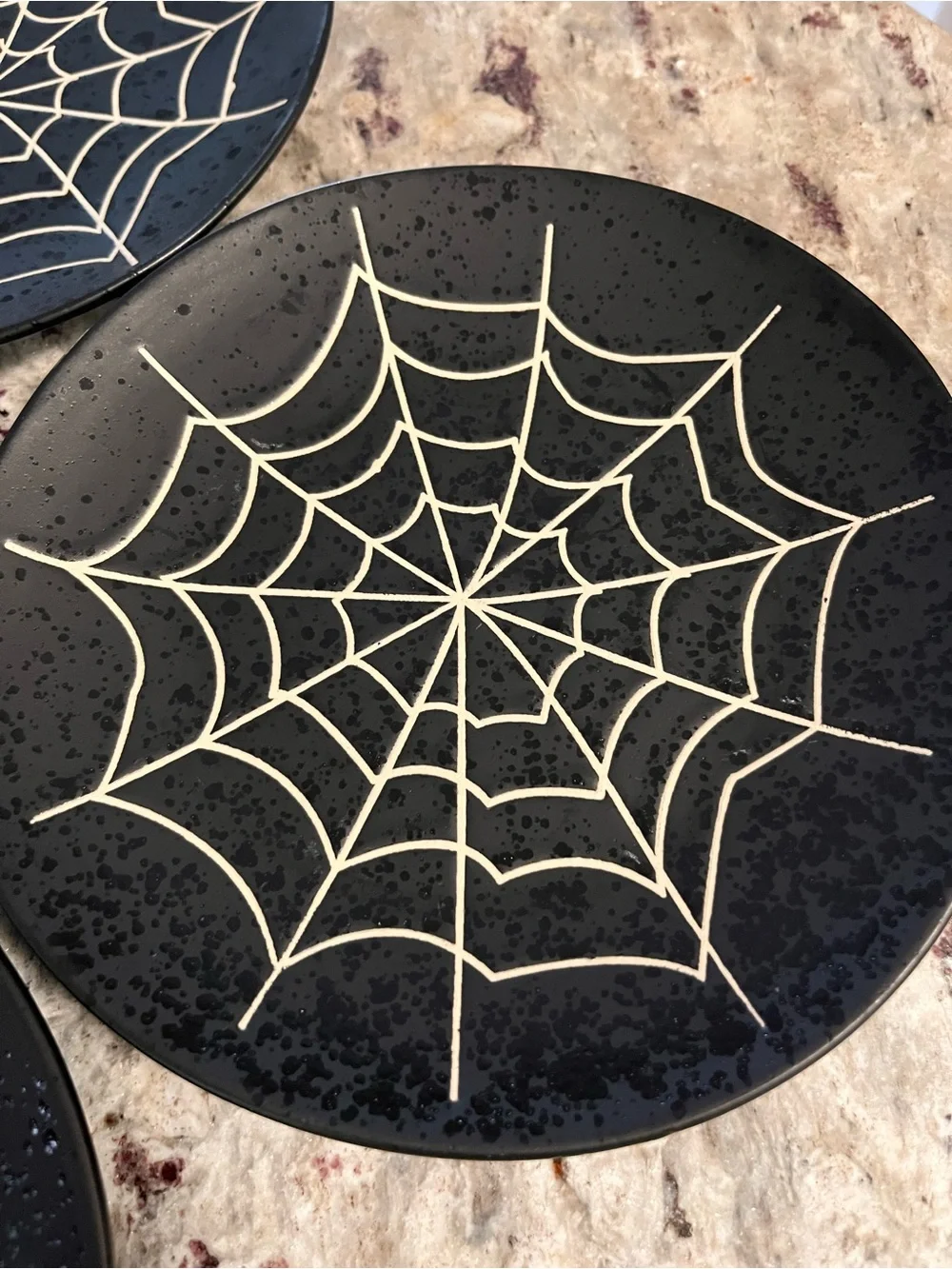 Crate&Barrel Black and White Spiderweb Accent Plates